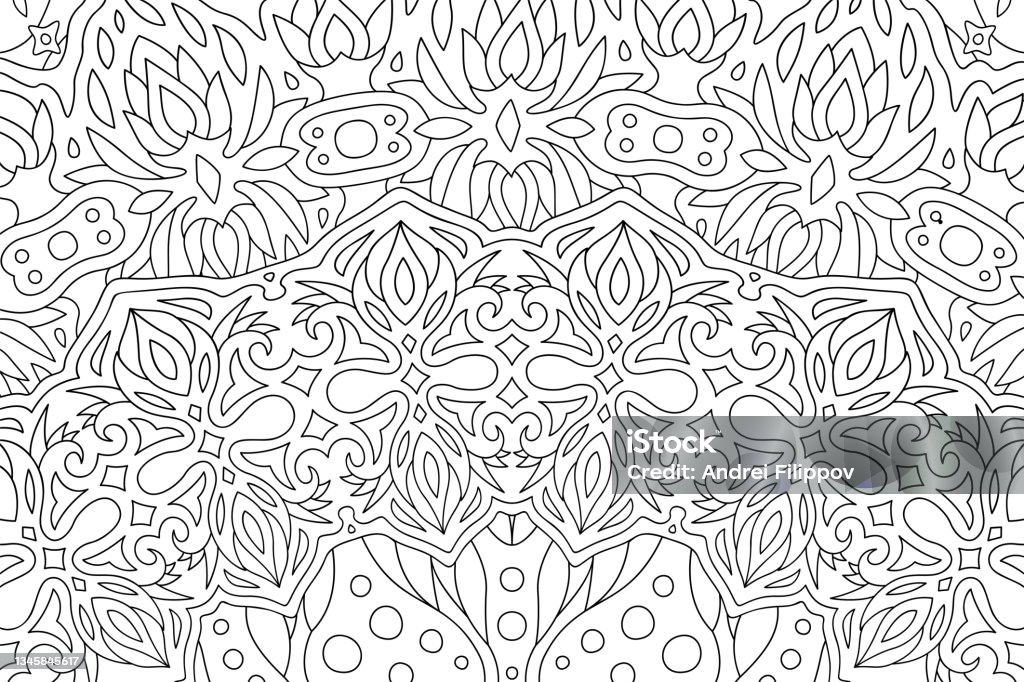 Color Book Style Line Drawing Line Art For Coloring Book With Hand Drawn Pattern Stock Illustration ...
