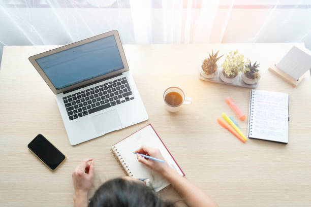 istock Modern woman working at home 1345848189