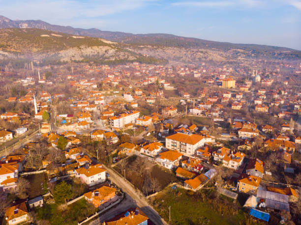 istock Flight over city Golhisar. Turkey 1345850341