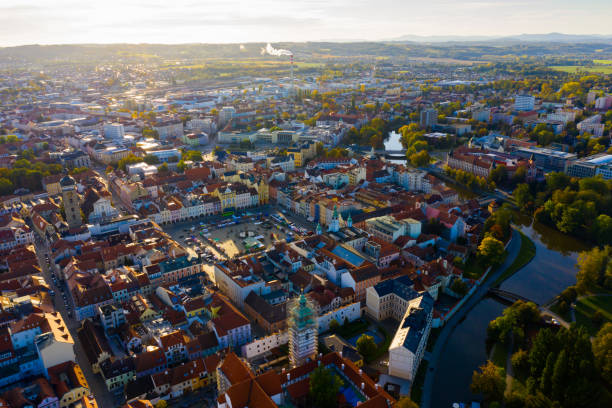 istock Flight over the city Ceske Budejovice 1345850381