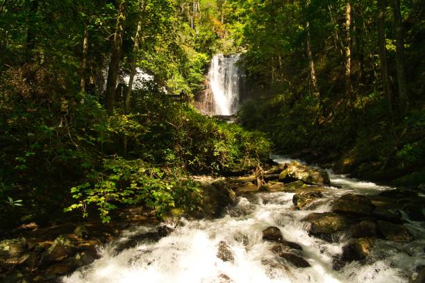 istock Water gushing downhill from Anna Ruby falls in Helen, GA 1345851010