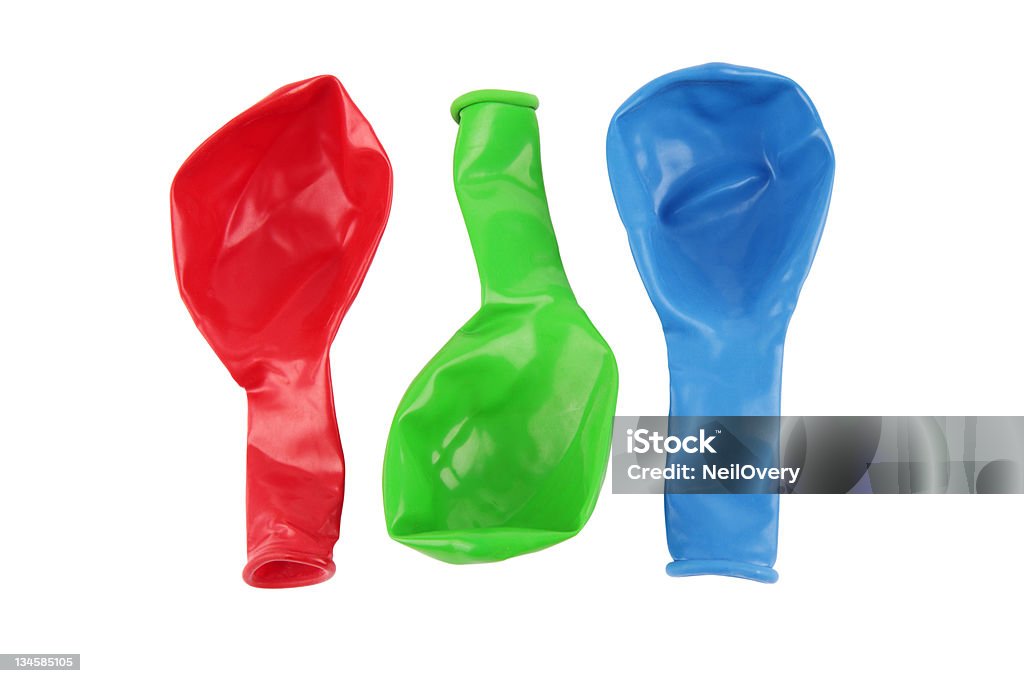 Vermelho, verde e azul Deflacionado balões - Foto de stock de Balão - Decoração royalty-free