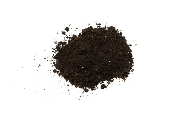 istock Black land for plant isolated on white background. 1345851715