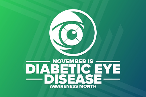 November is Diabetic Eye Disease Awareness Month. Holiday concept. Template for background, banner, card, poster with text inscription. Vector EPS10 illustration