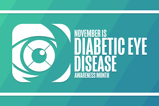 November is Diabetic Eye Disease Awareness Month. Holiday concept. Template for background, banner, card, poster with text inscription. Vector EPS10 illustration