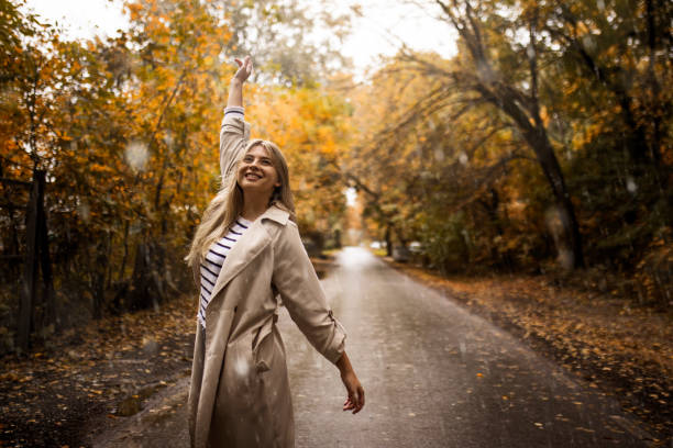 istock Dancing on autumn rainy day 1345862650