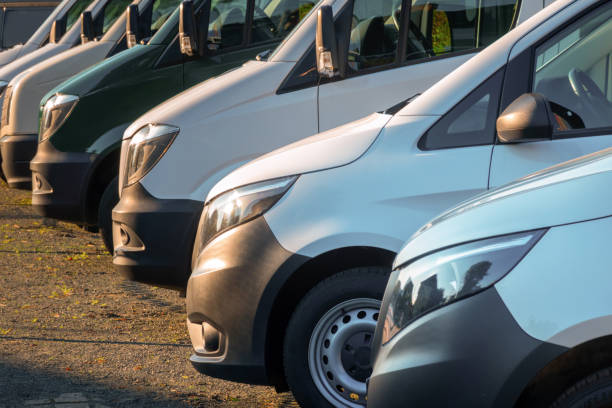 istock Vans in a row in the evening sun 1345863541