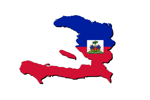 istock Outline map of Haiti with the national flag 1345866899
