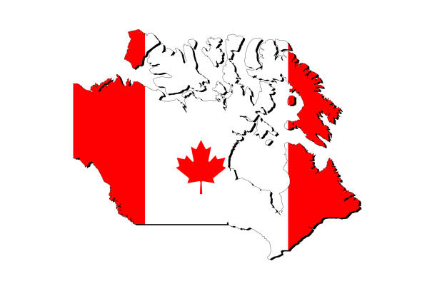 istock Outline map of Canada with the national flag 1345867432