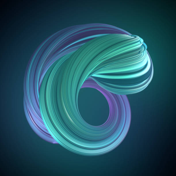 istock Twisted neon colored shape in modern style. 3d rendering digital illustration. Abstract geometric background 1345870841