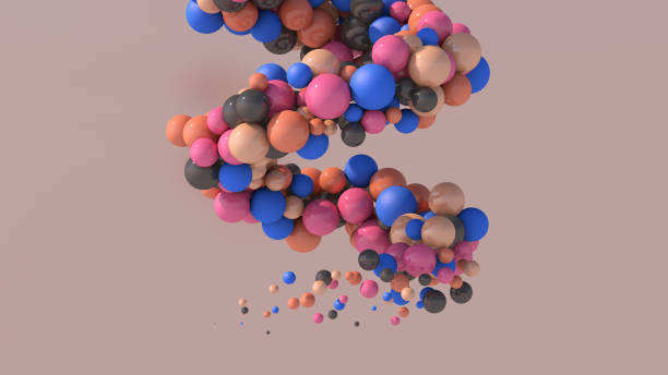 istock Spiral with colorful balls. Abstract illustration, 3d render. 1345871053