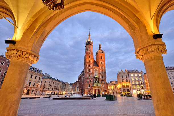istock Old Town square in Krakow, Poland 1345873671