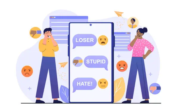 Vector illustration of Trolling online concept