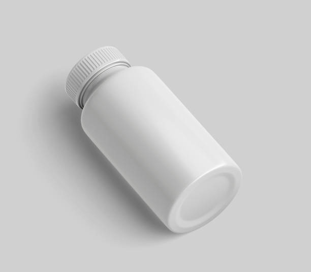 istock White Matt Plastic Bottle Mockup for medicine, tablets, pills, realistic packaging box template 3d rendering isolated on light background. 1345877703