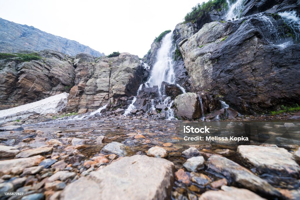 Timberline Falls waterfall along the Sky Pond Trail in Rocky Mountain National Park Colorado Adventure Stock Photo