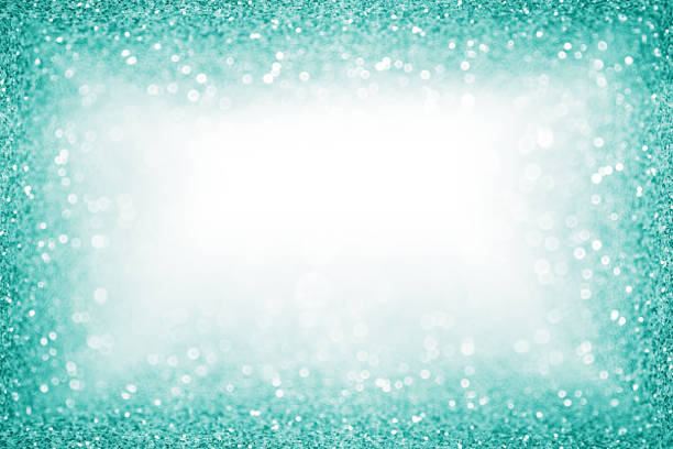 istock Teal turquoise green glitter sequin confetti Christmas birthday border frame background 1345878910