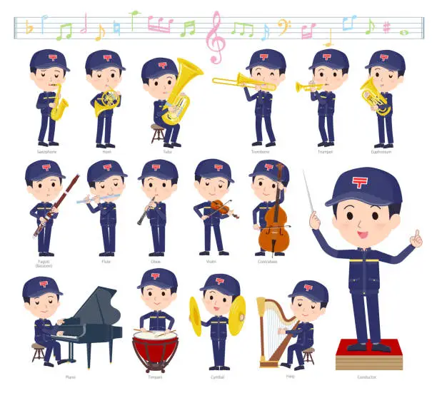 Vector illustration of A set of postman on classical music performance