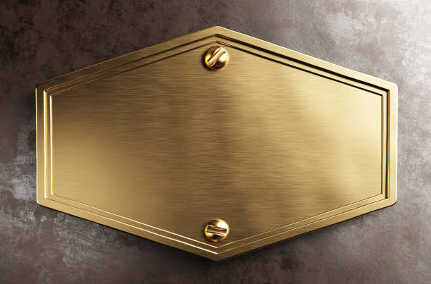 istock Empty brass shield. Vintage style, steampunk style. 3d illustration 1345883310