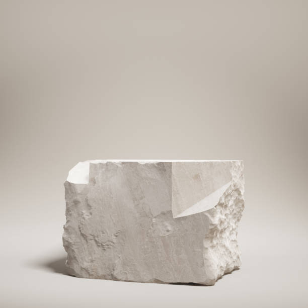 istock Stone slab for product display. Stone wall with broken edges. 3d illustration 1345883411