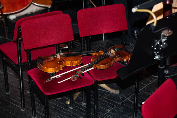 violns on chairs during interval  in theatre