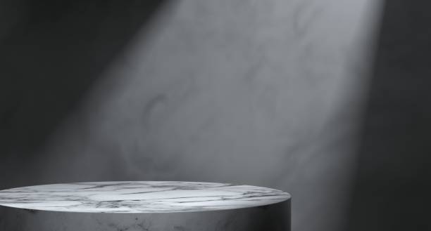 istock Product podium stage for mockup presentation, concrete, metal, texture, background 1345888686