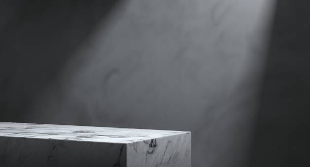 istock Product podium stage for mockup presentation, concrete, metal, texture, background 1345888694