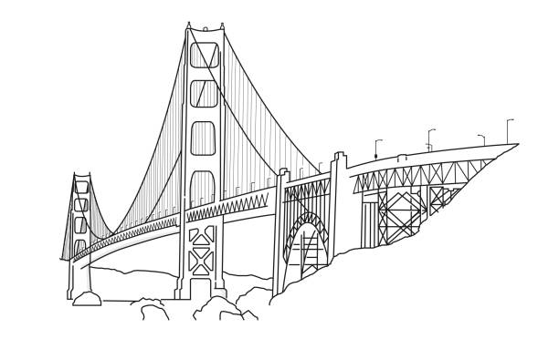 istock Linear icon of the Golden Gate Bridge in San Francisco 1345891809