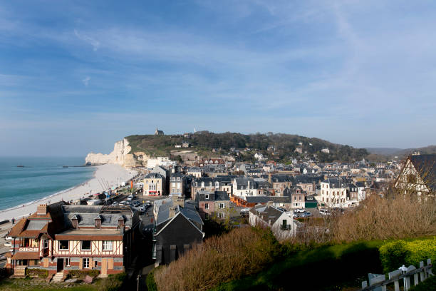 Town of Etretat in Normandy, France.