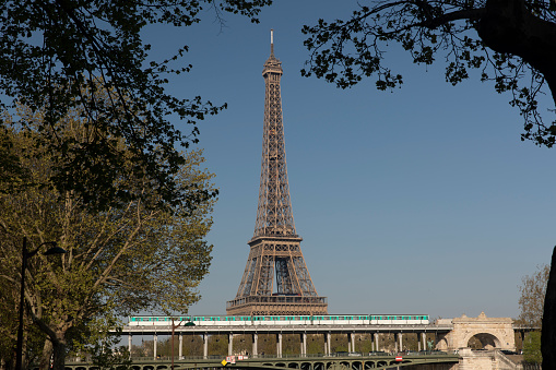 Eiffel Tower and Seine river in the morning sun