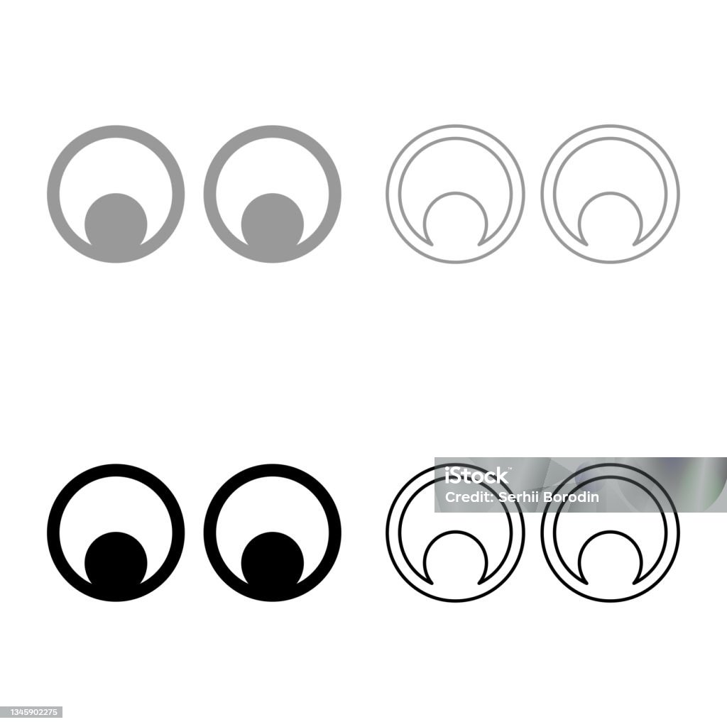 Eyes Look Concept Hai Cặp Mắt Xem Biểu Tượng Màu Đen Vector Minh ...