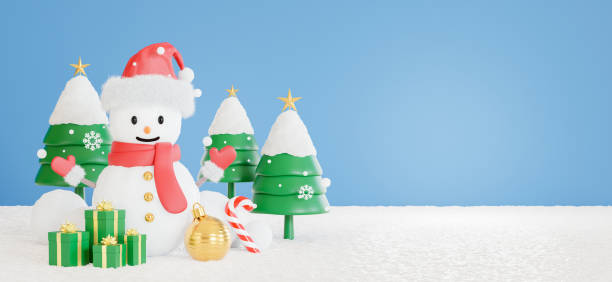 istock snow man with merry christmas concept for your product display 1345903100