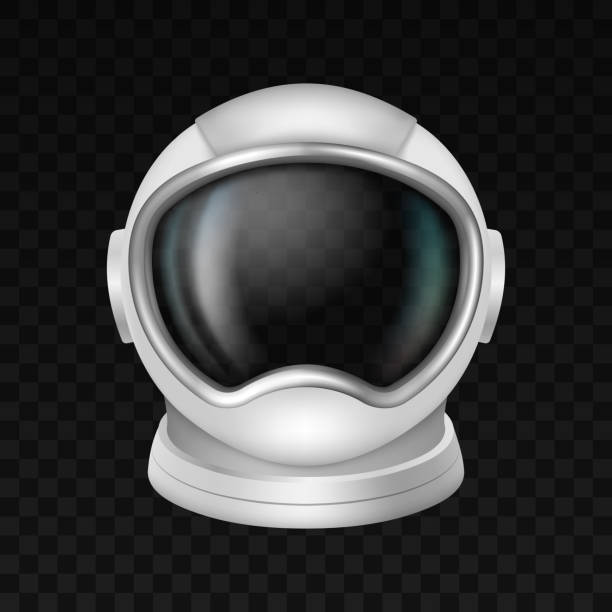 istock Astronaut helmet realistic, cosmonaut space suit front view. Pilot costume headwear element 1345903432