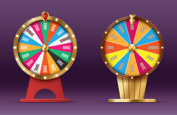 istock Casino spinning fortune wheel realistic. Rotating roulette, lottery game isolated. Gambling business 1345903433