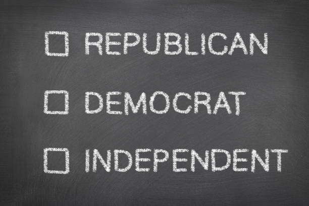 Blackboard with political party choices