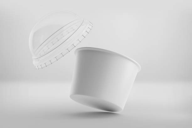 istock white Ice cream cup mockup, Blank paper tub container, 3d rendering isolated on light background 1345903938