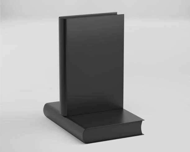 istock Black HardCover Book Mockup, Dark Blank paper book template, 3d rendering isolated on light background 1345910849