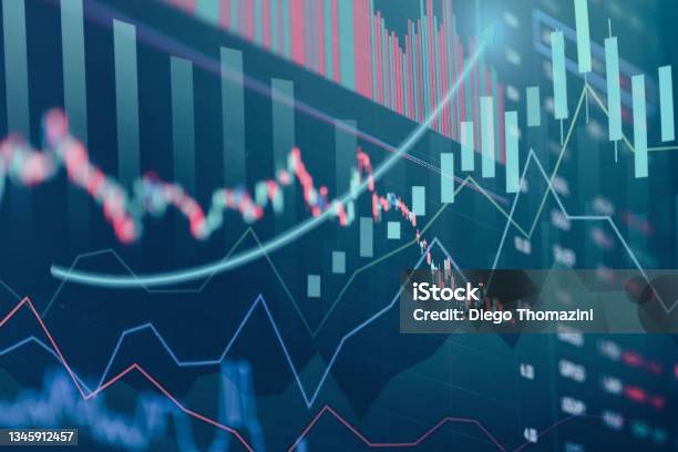Financial Stock Market Graph Selective Focus Stock Photo - Download Image Now - Stock Market and Exchange, Economy, Finance