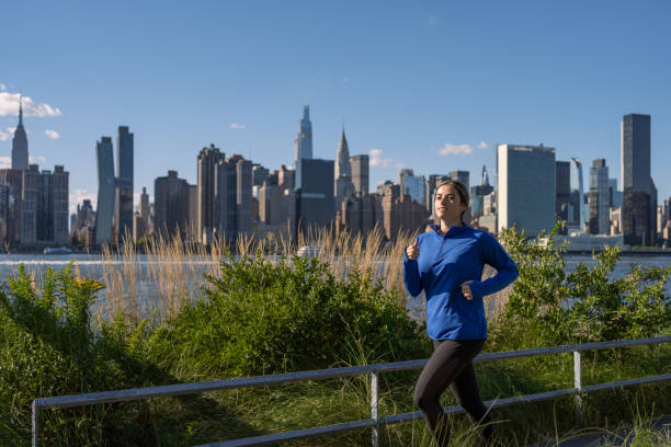 istock Woman exercising outdoors in New York City 1345913020