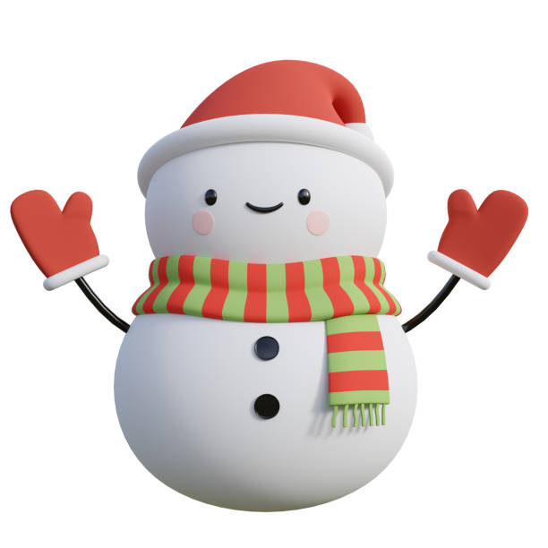 istock Cute snowman isolated on white background for christmas celebration concept 3d render 1345913861