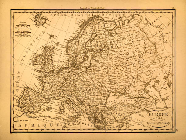 istock Antique world map, europe 1345916388