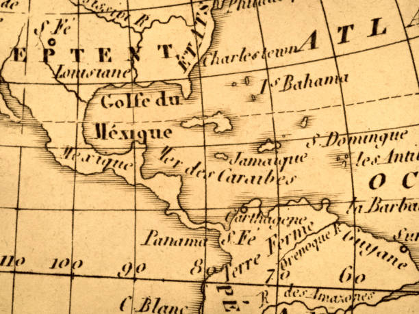 istock Antique world map, Central America 1345916397