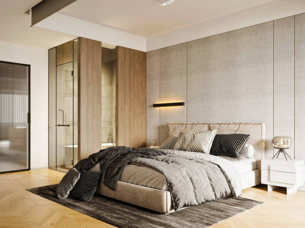 istock 3d render of luxury hotel room 1345919613