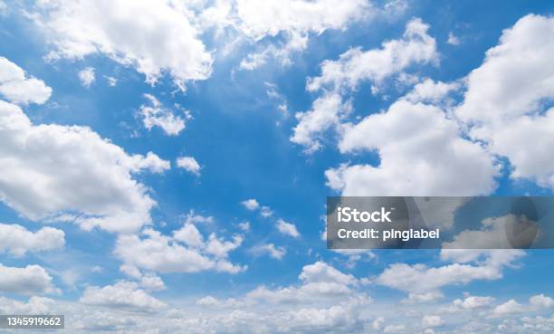 Panoramic View Of Clear Blue Sky And Clouds Clouds With Background Stock Photo - Download Image Now
