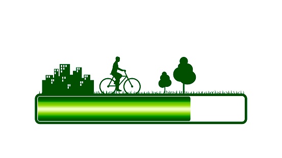 Progress or loading bar with man on bicycle