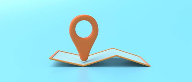 istock Map and pin pointer location, blue color background, travel navigation GPS concept. 3d illustration 1345930669