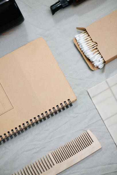 istock Eco friendly everyday hygiene things and cartoon notebook. 1345933379