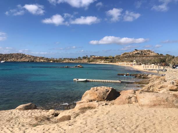 istock Beautiful beach in Mykonos 1345934375