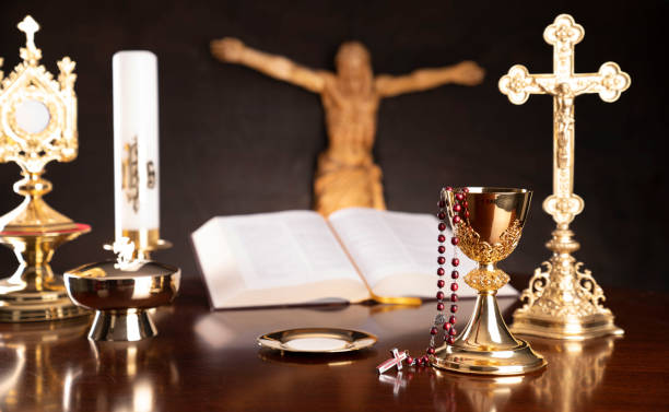 istock Catholic symbols composition. Religion concept. 1345934392