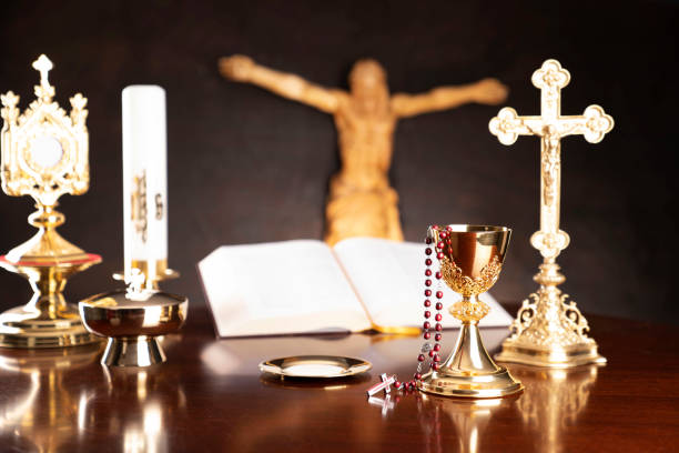 istock Catholic symbols composition. Religion concept. 1345934405