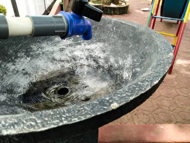 Stone washbowl - hand washing facilities at playgrounds